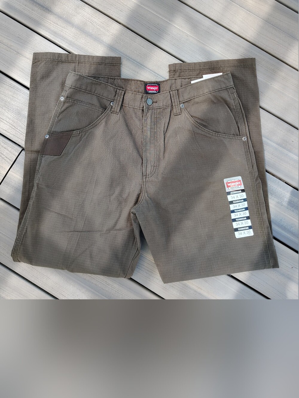 Wrangler Mens Olive Brown Chino Work Pants. Size 34Wx30L